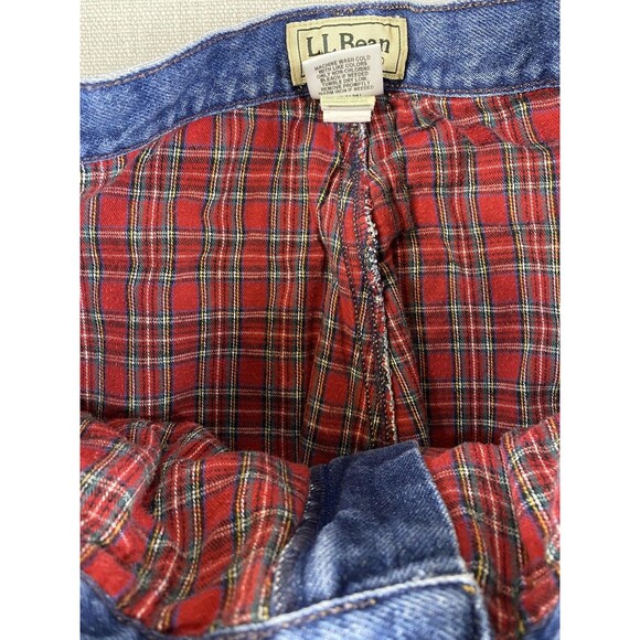 LL Bean Jeans Womens 12 Medium Blue Original Fit Relaxed Flannel Lined Plaid - Picture 12 of 12